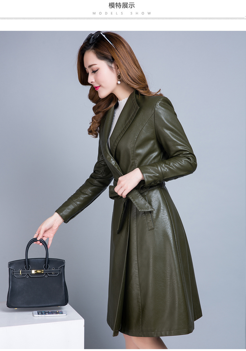 Phụ nữ da áo khoác trong phần dài 2018 mới của Hàn Quốc phiên bản của mùa xuân và mùa thu Slim eo mỏng Joker ladies PU leather áo gió bomber da