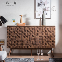 Nordic Full Solid Wood Dining Side Cabinet Black Walnuts Wood Living Room Lockers Sofa Side Cabinet Minima Modern Bedroom Containing Cabinet