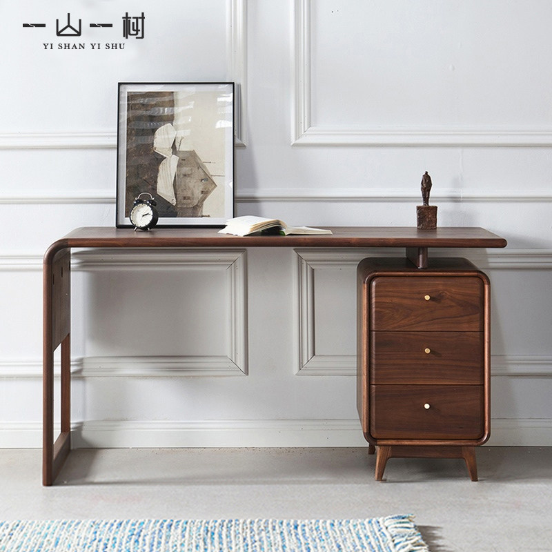 Nordic all solid wood desk black walnut desk simple modern small apartment study middle school students study computer desk