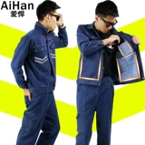 Джинсовый износостойкий хлопковый осенний комбинезон, увеличенная толщина, защита от ожогов