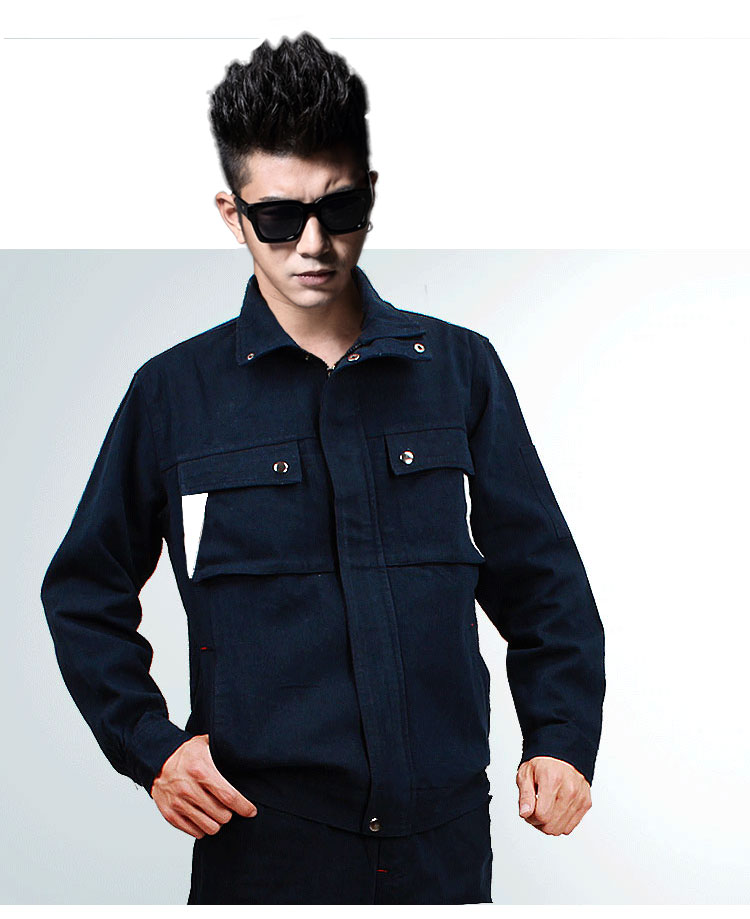Quần áo hàn dày phù hợp với quần áo nam denim dụng cụ cổ áo cotton chống mài mòn nhà máy công nhân bảo hiểm lao động quần áo quần áo thời trang