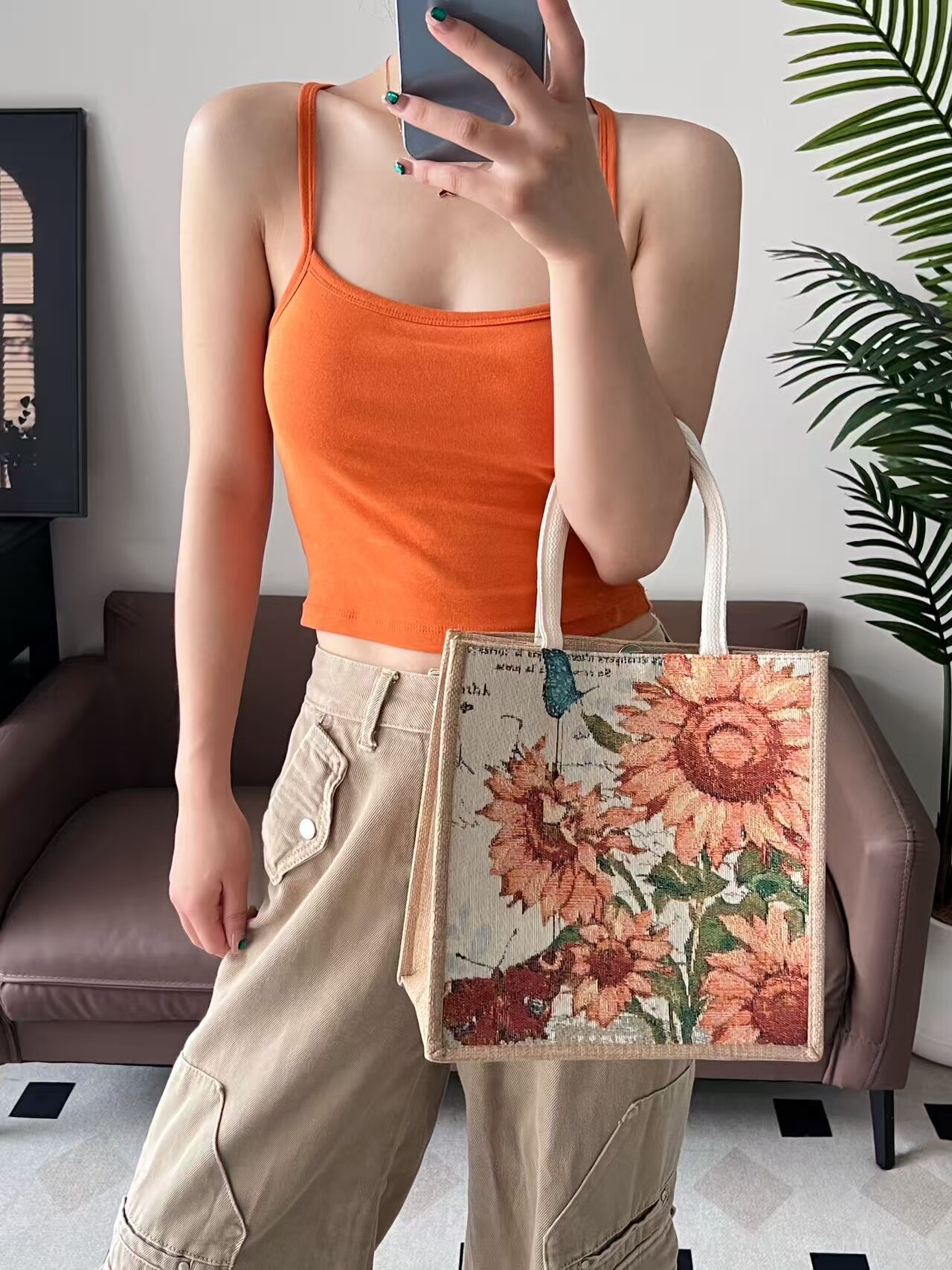 Вместительный и большой шоппер, льняная сумка 无品牌/无注册商标 