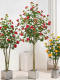 High-End Artificial Camellia Tree Indoor Fake Flower Plant for Living Room, Light Luxury Atmosphere, Soft Decoration with Green Plant Ornaments
