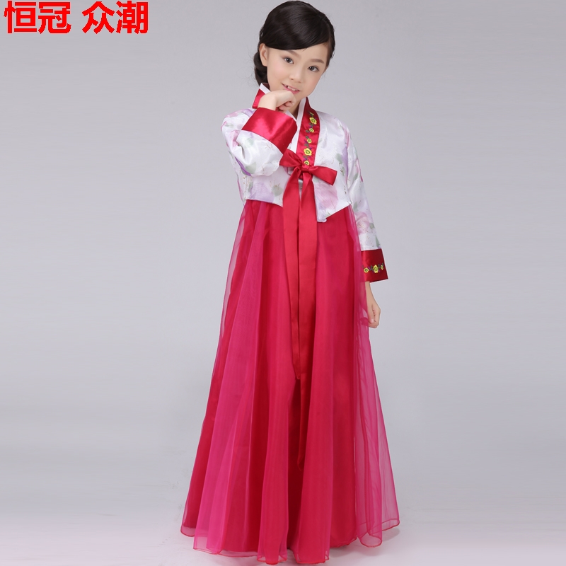 Cô gái quần áo Hàn Quốc cho trẻ em ăn mặc trang phục khiêu vũ Hàn Dân tộc thiểu số thực hiện chụp ảnh trang phục biểu diễn Đà Chang-jin.
