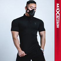 Personal fitness trainer overalls sports polo shirt men quick-dry tight short sleeve summer thin top lapel