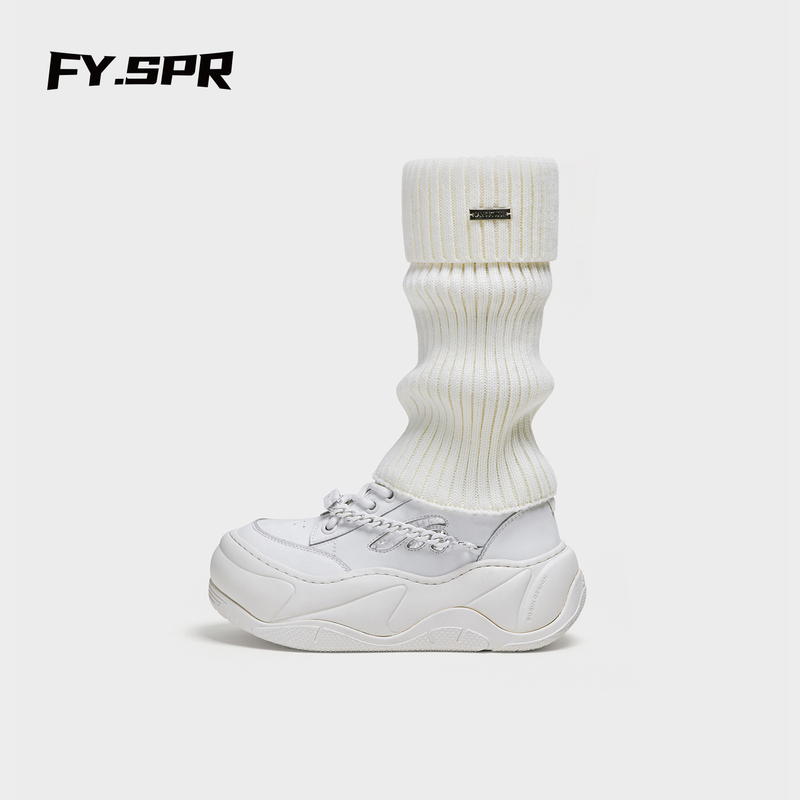 【Same Style as Zhang Wannian】Fang Yuan Diary Fyspr Thick-Soled White Sneakers, Height-Increasing, Cute and Quirky, Big-Toe Wave-Patterned Loafers