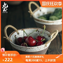 Tough pottery cutlery retro bowl basin plate Cup household Japanese food simple creative handmade ceramic tableware set