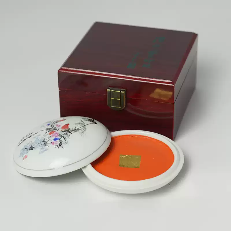 八宝牌漳州市八宝印泥厂120克装简易木盒朱砂朱磦书画印泥