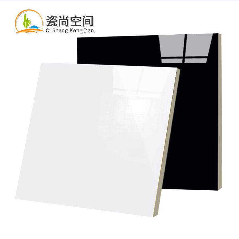 Tile floor tile 800X800 living room polished glazed tile pure white black 600X600 non-slip wear-resistant glazed tile floor tile