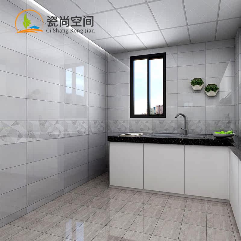 Powder room tile 300X600 kitchen wall tile tile floor tile imitation cloth pattern powder room new simple modern