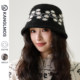 Kanglmos Polka Dot Jacquard Knit Bucket Hat Autumn and Winter Fisherman Hat for Women, Makes Face Look Smaller, Warm, Windproof, Face-Covering Basin Hat