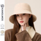 Kanglmos Autumn and Winter Wool Knitted Fisherman Hat for Women, High-End Face-Covering Bucket Hat, Face-Slimming Felt Cloche Hat