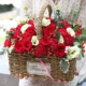 [Ручная цветочная корзина] Ручная цветочная корзина с красной гвоздикой и розой