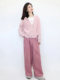 Pink Corduroy Wide-Leg Pants for Women, Autumn and Winter, Unique Design, High-Waisted, Slimming, Straight-Leg, Loose, Casual Long Pants