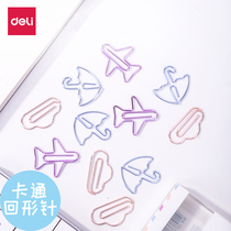 Deli cute paper clip Korean hipster creative cartoon color metal paper clip hipster students with bookmarks stationery Korean back binding heart candy color rotary needle