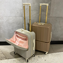 Rechargeable suitcase female boarding case male front opening trolley case universal wheel 24 inch student password suitcase
