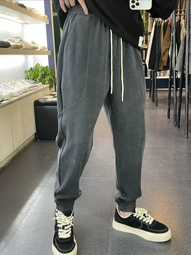 Бархатные осенние штаны, джинсы с начесом, зимние повседневные брюки, коллекция 2023, оверсайз, свободный крой