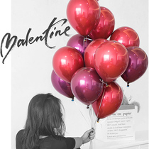 Metal balloon ins Wind bright double-layer latex balloon birthday party wedding wedding scene decoration decoration