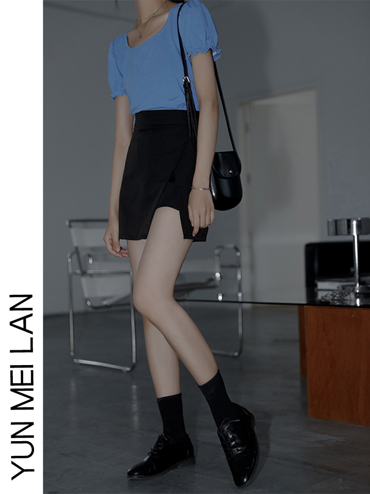 HIGH-WAISTED SLIM HIP SKIRT WOMENS 2024 NEW SPRING SLIT IRREGULAR A-LINE SKIRT SLIM FOREIGN SHORT SKIRT