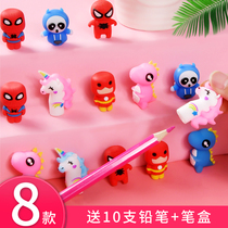 Pencil protector cartoon pen cap pen cap silicone school student stationery cute pencil sleeve soft glue children pencil cap pencil cap short pencil head glove extension rod Pen Holder