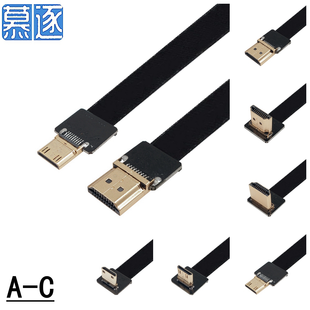 Camera mini mini HDMI aerial photography line standard male C female up and down curved ultra-thin high-quality line expansion FPC long and short lines