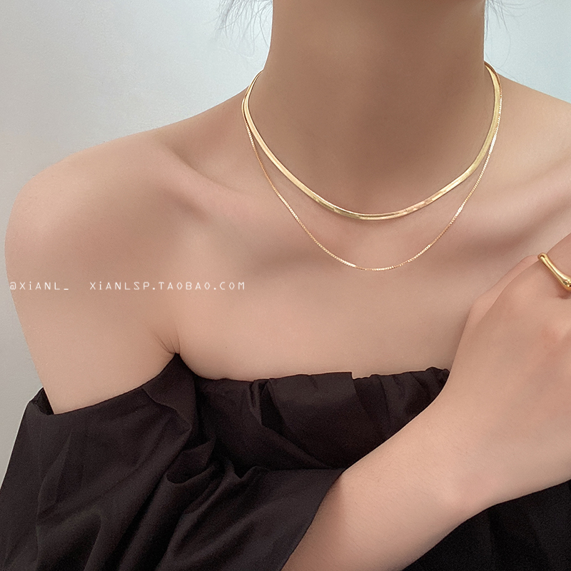 Double Necklace 2022 New Trendy Internet Celebrity Explosion Models That Will Not Fading Versatile Light Luxury Niche Sterling Silver Sweet Clavicle Chain
