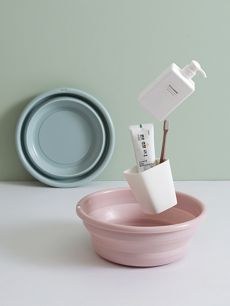 Washbasin Household basin Folding basin washbasin Plastic dormitory household foldable washbasin Convenient travel bath student