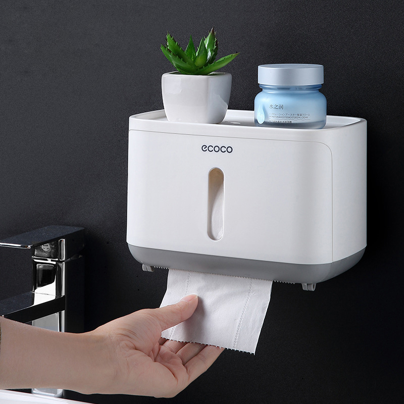 Toilet tissue box toilet toilet paper rack creative pumping paper box toilet paper box punch-free waterproof roll paper roll