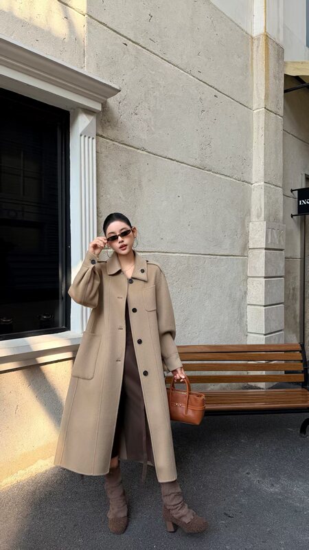(Sisi Special Offer) 2026 Autumn/Winter New Double-Sided Cashmere Coat for Women, Mid-Length Loose Cashmere Coat 063 (Sisi Special Offer) 2026 Autumn/Winter New Double-Sided Cashmere Coat for Women, Mid-Length Loose Cashmere Coat 063
