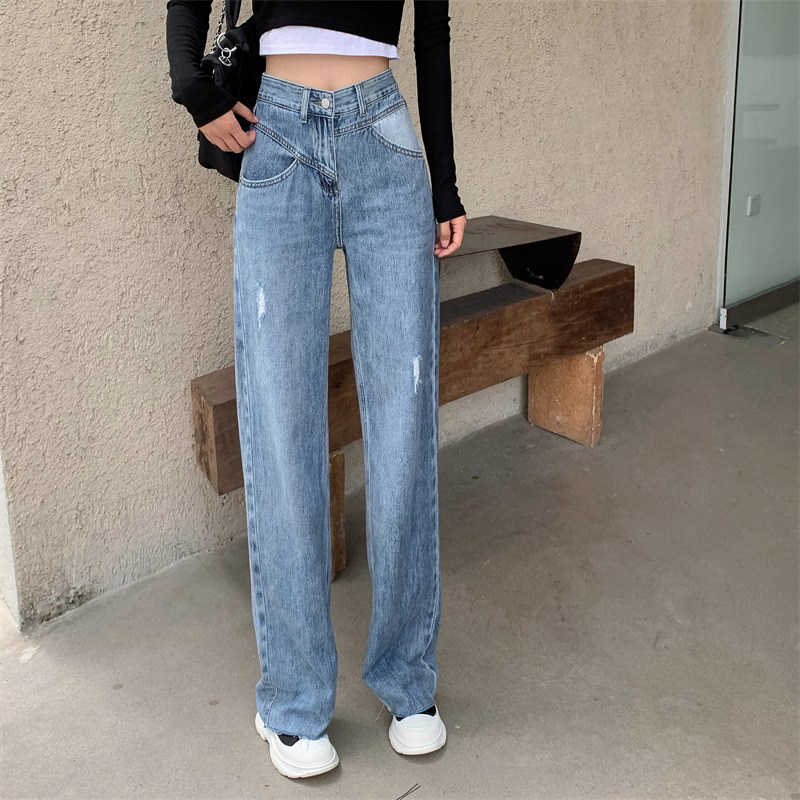 Loose Jeans Woman Broadlegged Pants Heben 100 Lap High Waist Towering Trousers Pituitary Pants Trendy Slim Chic Straight Drum Pants Trendy