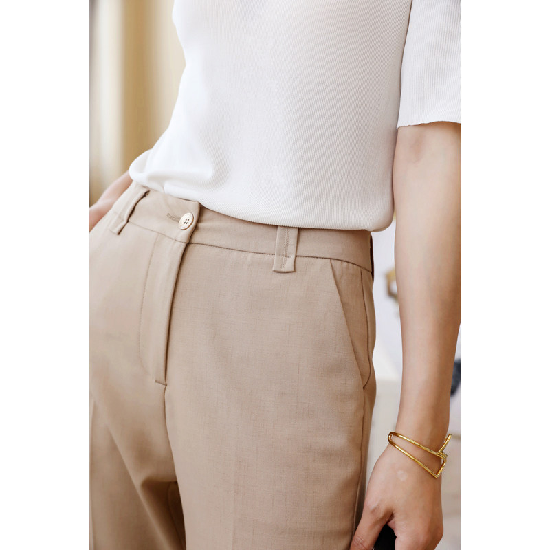 High waist 2021 Summer new 90% Cone Pants Female Heben Wind Casual Straight Cylinder Slim Smoke Pipe Pants Large Size Western Pants Woman