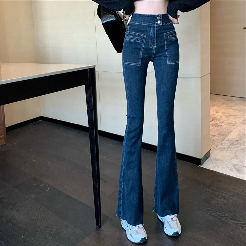 Jeans Woman Retro High Waist Ins Surge 2021 Summer New 100 Hitchhiking Slim Fit Slim Horn Pants