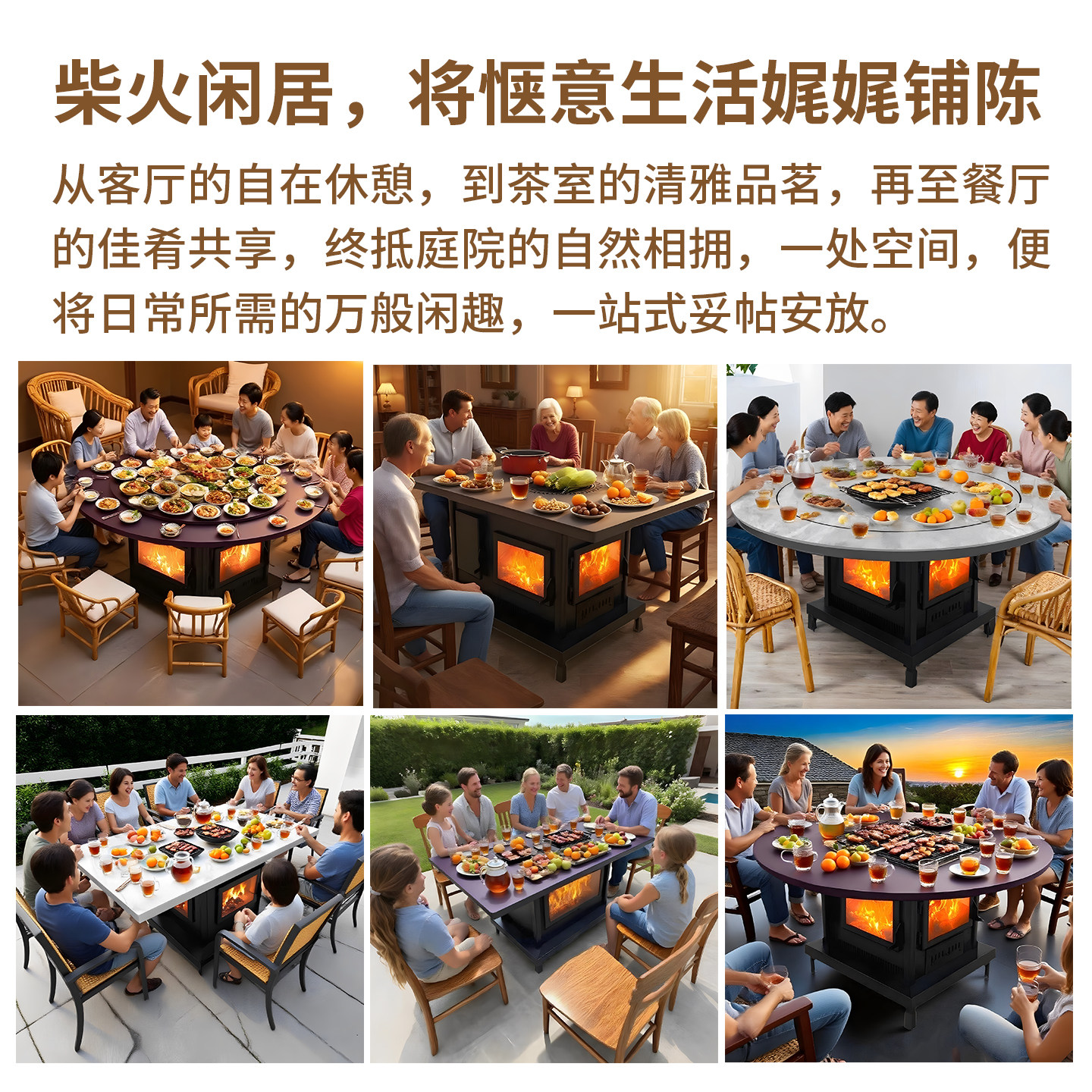 郎图特四面观火旋转餐桌:温暖你的每一个冬夜,家庭聚会新宠儿!🔥🏡-烤火炉取暖器-淘宝好物网