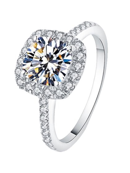 PT950铂金进口D色莫桑公主肥方戒指AU750群镶钻戒可过笔婚戒女