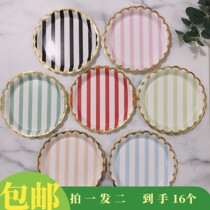 Disposable paper plate cake plate cake plate hot stamping Party childrens birthday party decoration tableware picnic