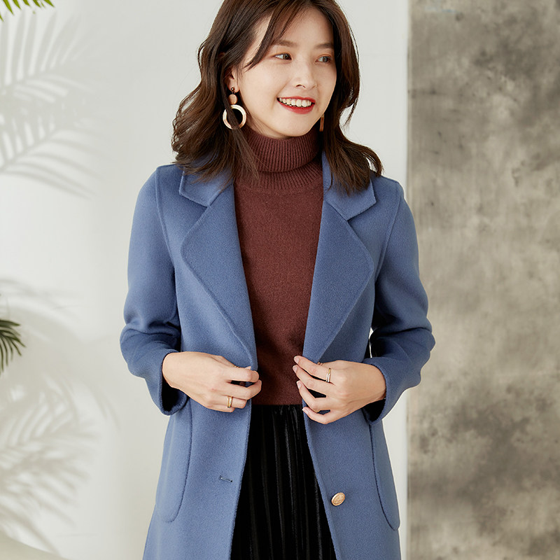Double-sided cashmere coat women's 2022 new high-end commuter wool wool fashion woolen suit jacket autumn and winter