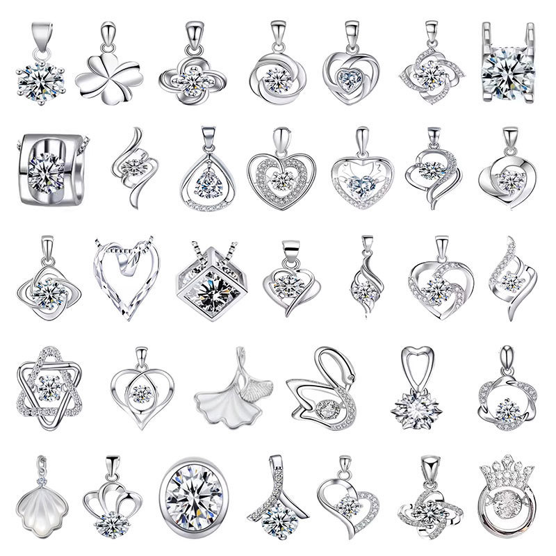Genuine Pt950 Platinum Pendant for Women with Diamond Inlay, Plated with 18K White Gold, Non-Fading, Without Chain, Single Pendant