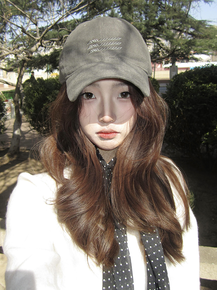 Grey Baseball Hat Women's 2025 New Wide Brim Versatile Retro Embroidery_voghion.com