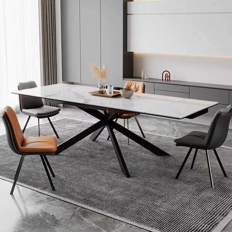 Rockboard table chairs combined extremely simple and rectangular-type telescopic folding light and luxurious modern minimalist Nordic dining table-Taobao