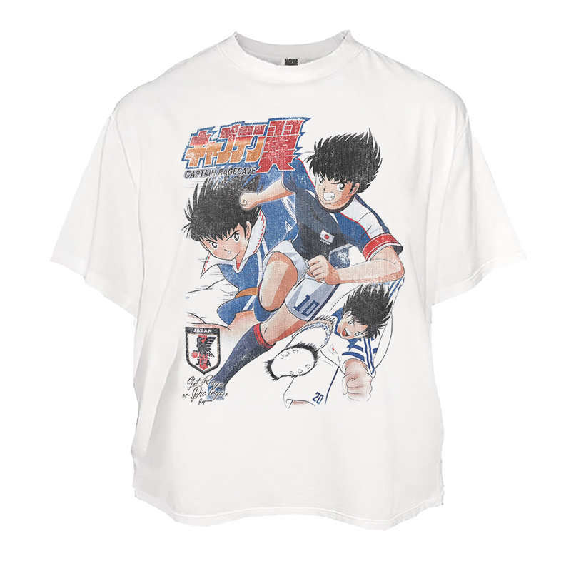 Ragecave Football Tetsuya Kusakabe Cartoon Vintage Japanese Imported Direct-Printed Pure Cotton Short-Sleeved T-Shirt Ragecave Football Tetsuya Kusakabe Cartoon Vintage Japanese Imported Direct-Printed Pure Cotton Short-Sleeved T-Shirt