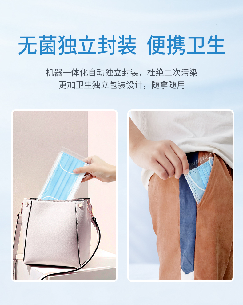 药监局认证 佰易来 成人医用外科口罩 50只 图2