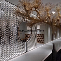 Creative living room transparent transparent partition wall square square square decoration frosted porch glass brick partition wall brick bubble