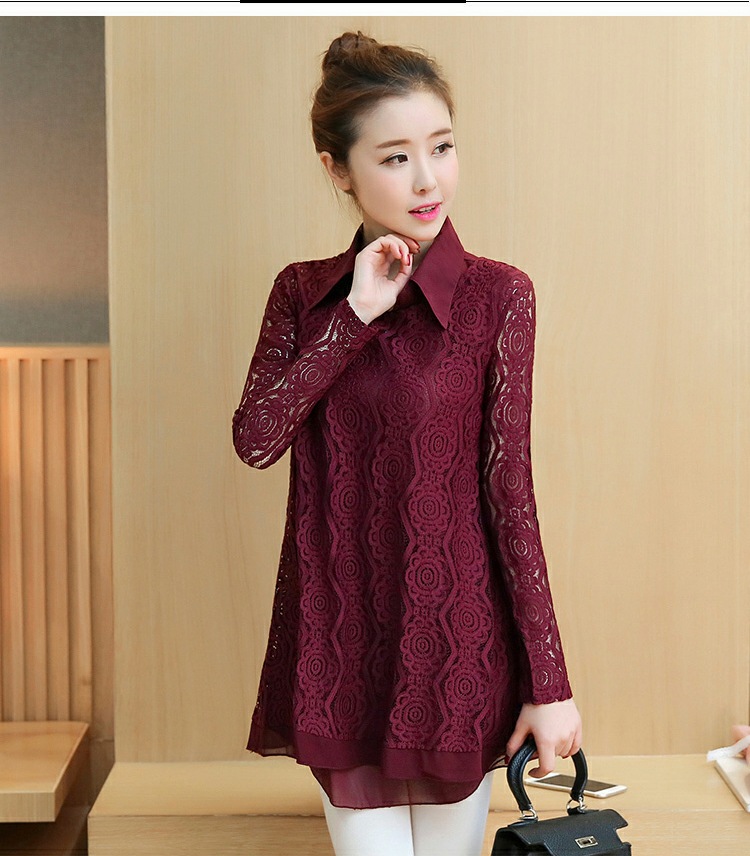 Xuân 2018 phiên bản Hàn Quốc mới của áo sơ mi nữ rộng kích thước rộng tay dài sơ mi voan