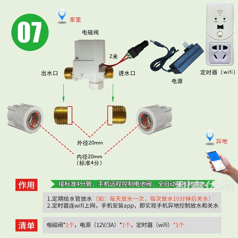 Watering faucet wifi household water pipe timing electromagnetic switch valve automatic drip irrigation device intelligent balcony filter