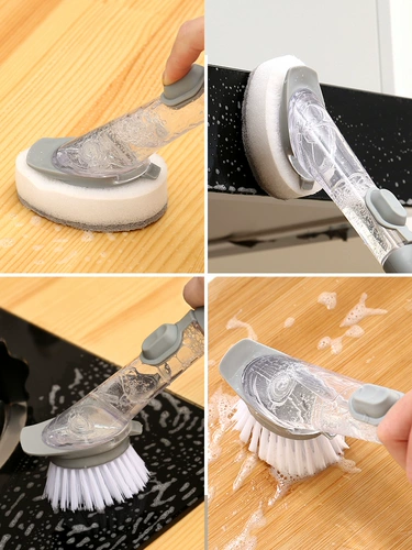 Кухонная горшка мытья щетка Гидравлическая щетка Автоматическая жидкость многофункциональная длинная ручка для мытья посудоиска