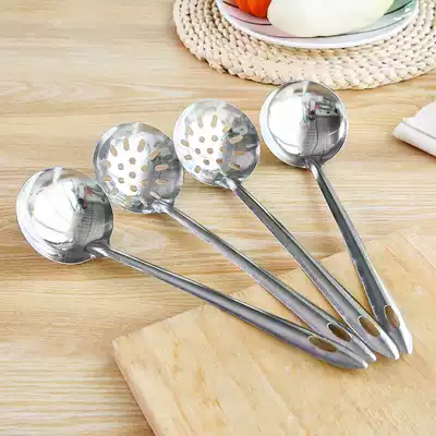 Hot pot soup spoon colander soup shell 202 stainless steel Deyi sanding porridge spoon large round spoon pot spoon filter spoon large soup shell