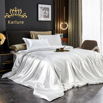 Karlure Genuine Silk Four Pieces Double Sided Naked Sleeping Mulberry Silk Silk Quilt Cover Pure Color Ice Silk Bed bedding