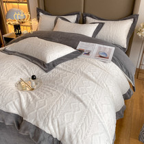 KARLURE autumn winter thickened double sided coral suede four pieces of warm milk flannel bed linen bed