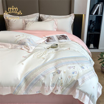 Karlure140 branch Xinjiang long suede cotton four pieces of warm embroidery Gunsatin full cotton pure cotton bed linen bedding