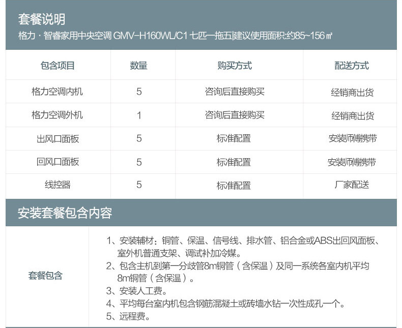 烟台格力中央空调 隐藏式多联机家用中央空调  GMV-160WL/C1